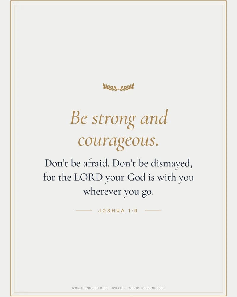Joshua 1:9 scripture print in an oak frame